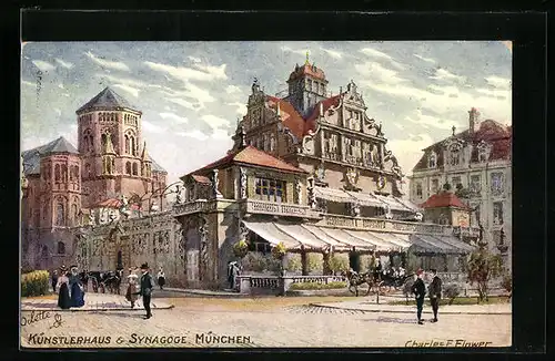 Künstler-AK München, Künstlerhaus und Synagoge