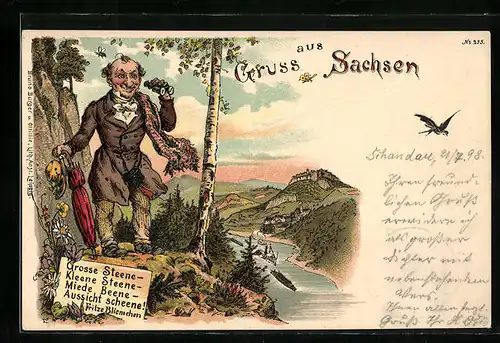 Künstler-AK Bruno Bürger & Ottillie Nr. 255: Gruss aus Sachsen, Fritze Bliemchen