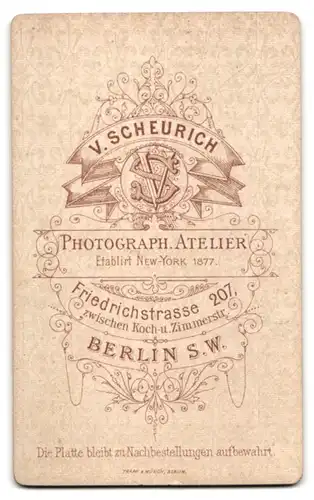 Fotografie V. Scheurich, Berlin, Friedrichstrasse 207, junge Dame im Puffärmelkleid