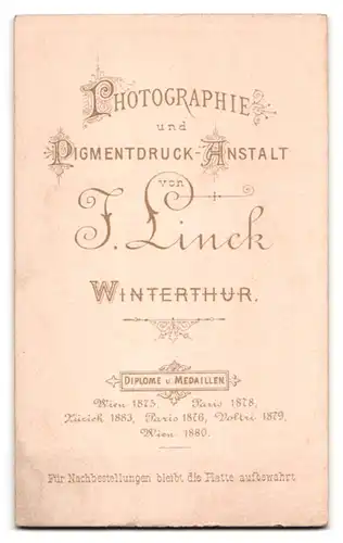 Fotografie F. Linck, Winterthur, gut bürgerliches Ehepaar sittsam auf einem Stuhl sitzend