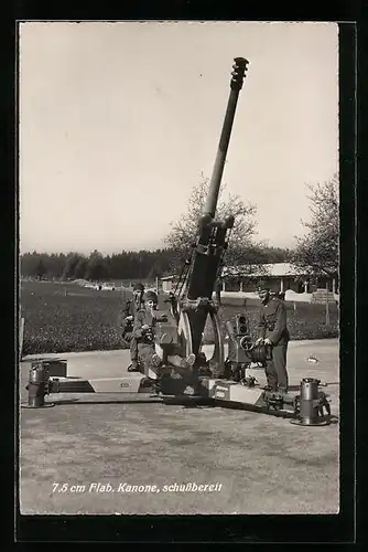 AK Schweizer Soldaten mit Flab. Kanone, schussbereit