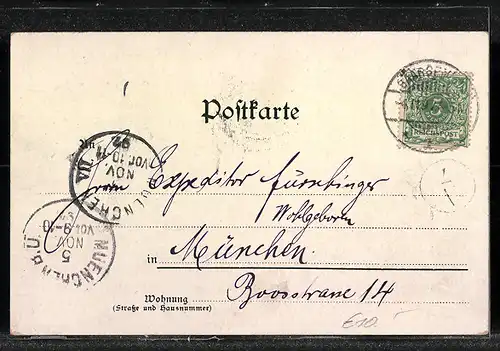 Lithographie Frau in elsässer Tracht mit Weinglas