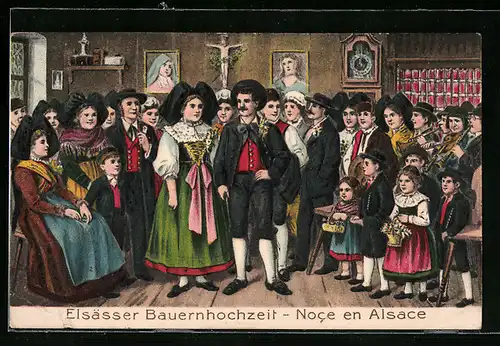 Präge-AK Elsässer Bauernhochzeit