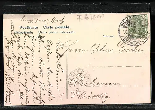 AK Ein Herr und zwei Damen in Elsässer Tracht in den Himmel schauend