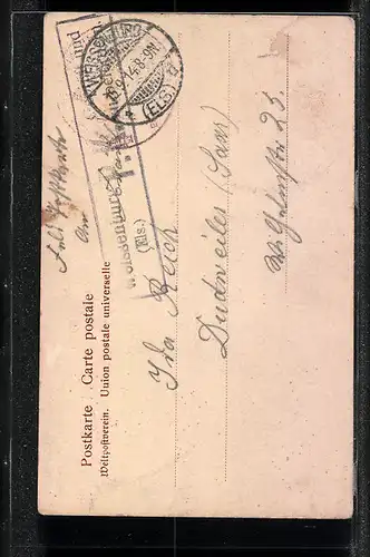 AK Zwei hübsche junge Frauen in Elsässer Tracht auf einem Zaun sitzend