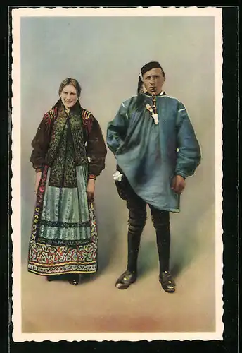 AK Paar in Rieser Volkstracht
