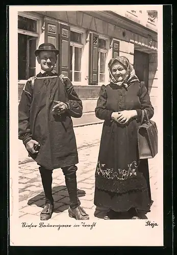 AK Rieser Bauernpaar in Tracht