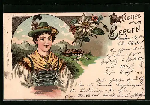 Künstler-AK junge Frau in bayerischer Tracht