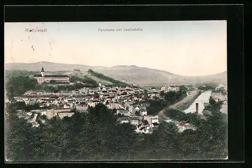 AK Rudolstadt, Panorama von Justinshöhe