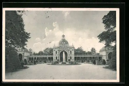 AK Augsburg, Stadtgarten mit Ostfassade der Festhalle