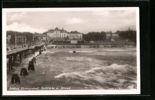 AK Heringsdorf, Seebrücke und Strand