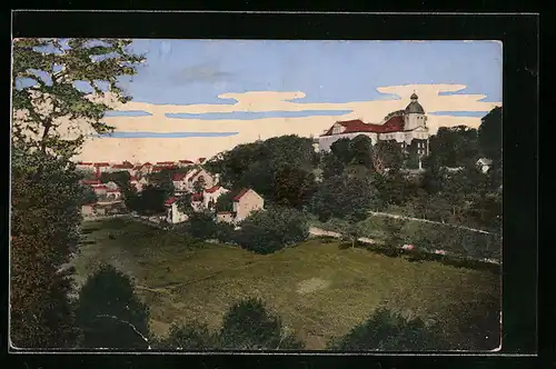 AK Eisenberg i. Thür., Ortsansicht mit Schloss