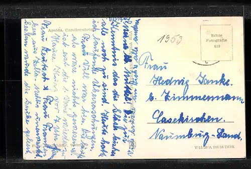 AK Apolda, Blick auf das Carolinenheim