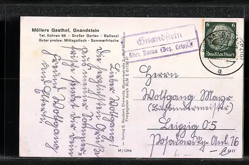 AK Borna, Burg Gnandstein mit, Teilansicht des Ortes