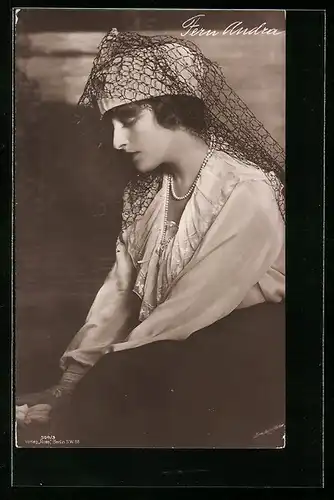 AK Schauspielerin Fern Andra mit Schleier