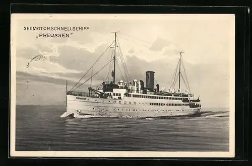 AK Seemotorschnellschiff Preussen in voller Fahrt
