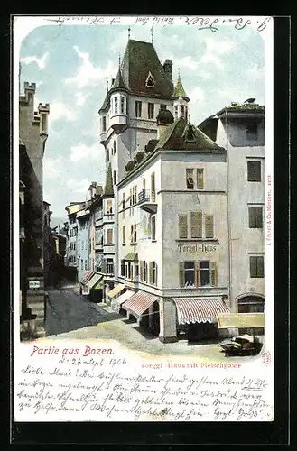 AK Bozen, Torggl-Haus mit Fleischgasse