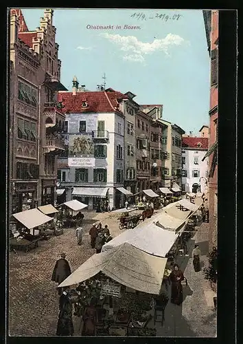 AK Bozen, Stände auf dem Obstmarkt