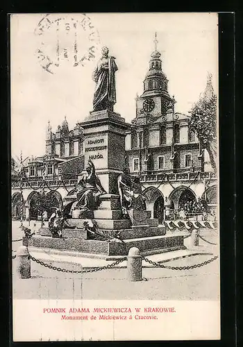 AK Krakow, Monument de Mickiewicz