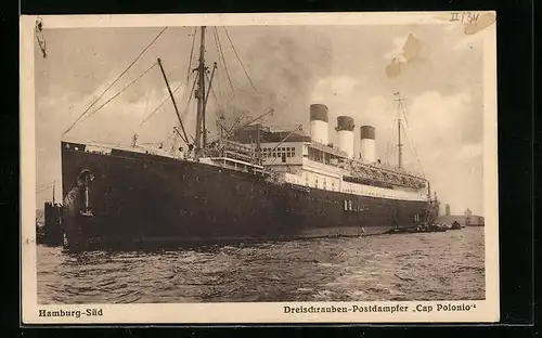 AK Dreischrauben-Postdampfer Cap Polonio im Hamburger Hafen