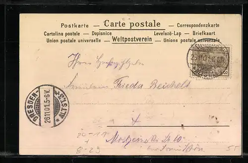 Künstler-AK Amor schmiedet Ringe, Tauben