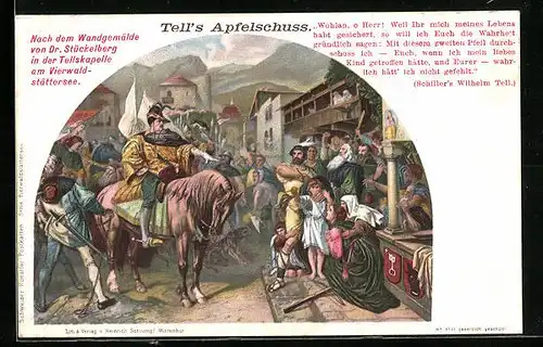 Künstler-AK Tell`s Apfelschuss, Wilhelm Tell
