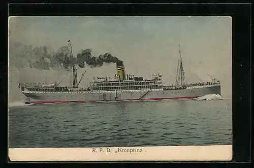 AK Reichspostdampfer Kronprinz auf dem Meere