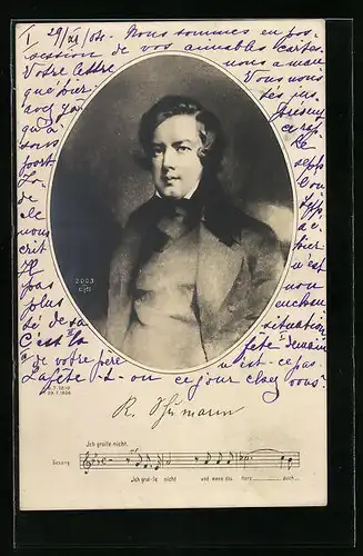 Künstler-AK R. Schuhmann, Kurzlied Ich grolle nicht, und wenn das Herz auch bricht