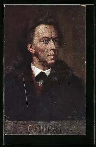 Künstler-AK Portrait vom Komponisten Frédéric Chopin