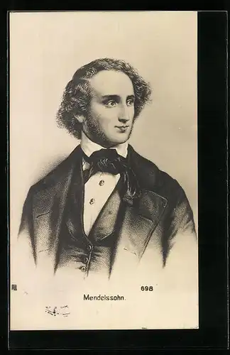 Künstler-AK Mendelssohn, Portrait des jungen Musikers