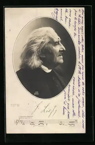 AK Franz Liszt, der gealterte Musiker im seitlichen Portrait