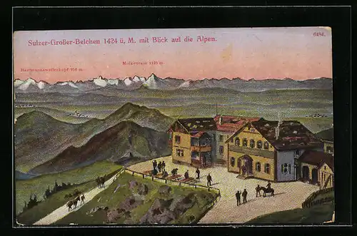 AK Sulz, GrosserBelchen, Ansicht mit Blick auf die Alpen