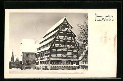 AK Memmingen, Siebendächerhaus im Schnee