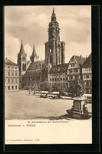 AK Heilbronn a. Neckar, St. Kilianskirche mit Mayerdenkmal