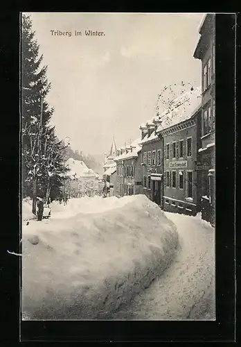 AK Triberg, Ortsansicht im Winter