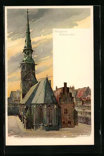 Künstler-AK Otto Hammel: Hannover, Kreuzkirche