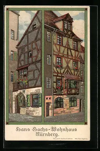 AK Nürnberg, Hans Sachs-Wohnhaus in der Strassenansicht