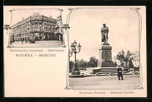 AK Moscou, Hotel National, Monument Pouchkine