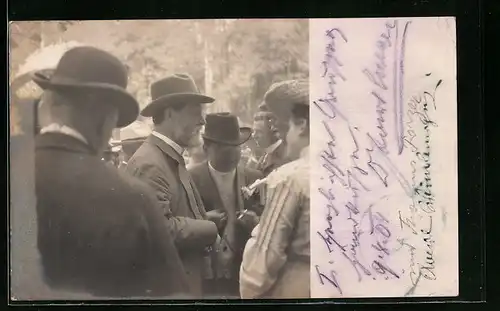Foto-AK Bürgermeister Carl Lueger auf einem Empfang, original Autograph