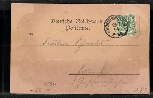 Vorläufer-Lithographie Drachenfels a. Rh., 1894, Plateau a. d. Drachenfels, Drachenburg