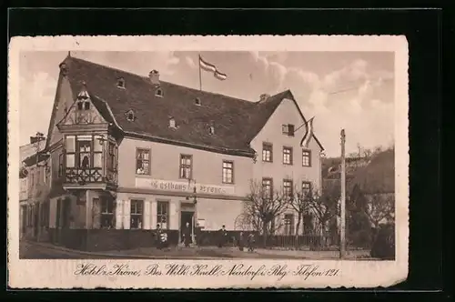 AK Neudorf i. Rhg., Hotel z. Krone, Bes.: Wilh. Knell