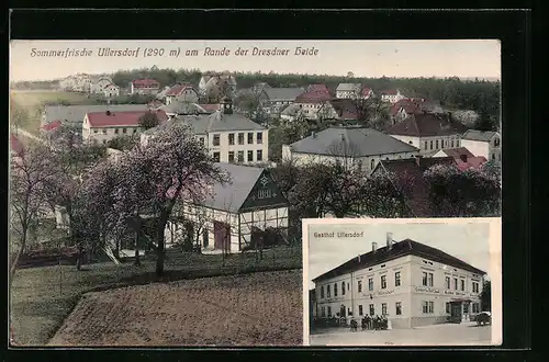 AK Ullersdorf, Ortsansicht und Gasthof Ullersdorf