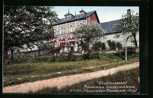 AK Niederschlema, Etablissement Panorama an der Flossgraben-Promenade