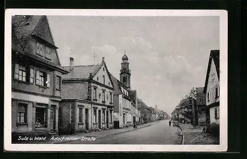 AK Sulz u. Wald, Strasse mit Kirche