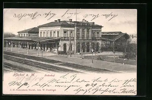 AK Frankfurt-Höchst, Bahnhof mit Bahnsteig