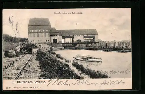 AK Kl. Machnow, Dampferstation am Teltowkanal