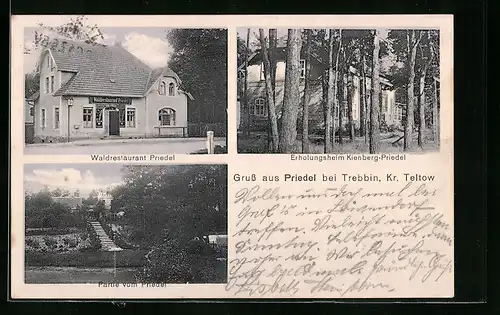 AK Priedel b. Trebbin, Walrestaurant Piedel, Erholungsheim Kieberg-Priedel