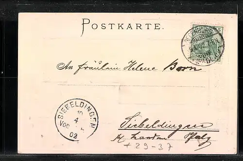 Passepartout-Lithographie Triberg, Ortsansicht mit Wappen