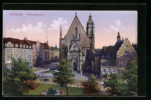 AK Leipzig, Totalansicht der Thomaskirche