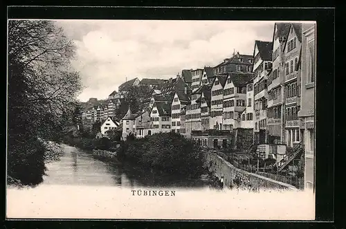 AK Tübingen, Ortsansicht vom Fluss aus